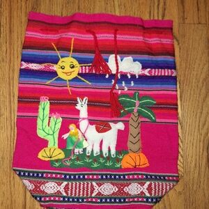 SERAPE HANDMADE BACKPACK Bag Colorful South American Mexican Peru Western Boho